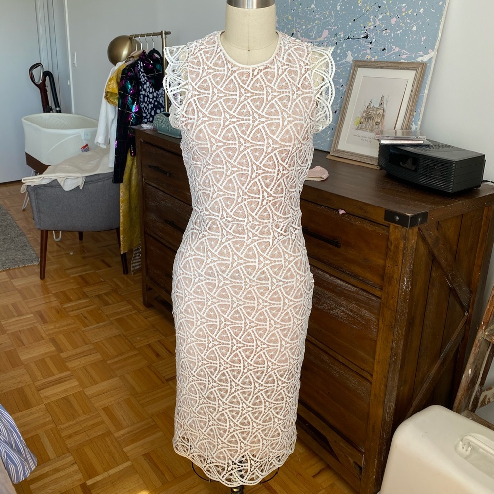 Zara white and nude cutout dress